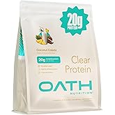 Oath Nutrition Clear Whey Isolate Protein Powder, Coconut Colada, 20g Complete Protein per Serving, No Added Sugar, Grass-Fed, 21 Servings