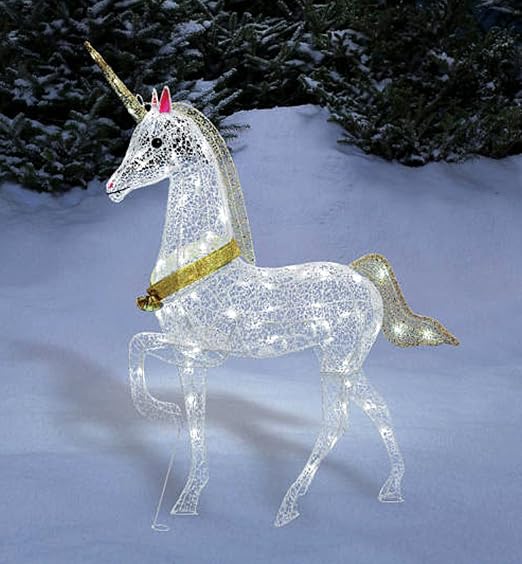 Amazon Com Winter Wonder Lane Christmas Glitter Unicorn Lighted Yard Art Decoration Indoor Outdoor 40 Inch Home Kitchen