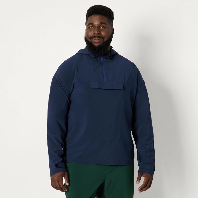 Giacca Sportiva Leggera a Blocchi di Colore in Tessuto Elasticizzato Uomo, Blu Marino, L