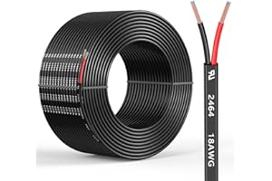 MZIKLR 18 Gauge 2 Conductors 30FT Electrical Wire, Flexible Low Voltage PVC Copper Clad Aluminum Extension Cord for Car Speaker Wire, Car Lighting, LED Wire, Outdoor Lighting, Residential Wiring, 12V/24V DC