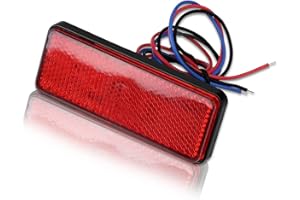 OUKENS Tail Brake Light Universal Motorcycle Scooter Moped Rectangle LED Reflector Tail Brake Light Stop Lamp (Red)