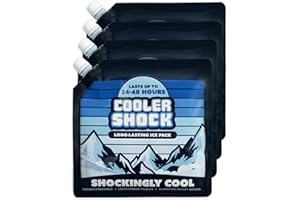 Cooler Shock Reusable Ice Packs for Cooler - Long Lasting Cold Freezer Packs for Coolers and Lunch Boxes - Cooler Ice Packs for Camping Gear, Fishing, Road Trips, Beach Must Haves
