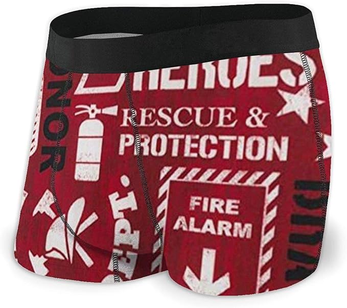 PageHar Mens Boxer Shorts Fitted Briefs Red Firefighter Words Trunks
