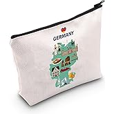 MEIKIUP Germany Travel Cosmetic Bag Germany Travel Memory Map Gift Berlin Honeymoon Gift Germany Souvenir Bag Germany Vacation Gift (Map Germany Bag)