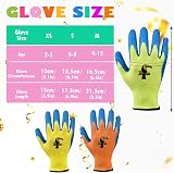 Donfri 3 Pairs Kids Gardening Gloves Size 6 Age 9-12 Natural Latex Waterproof view 5