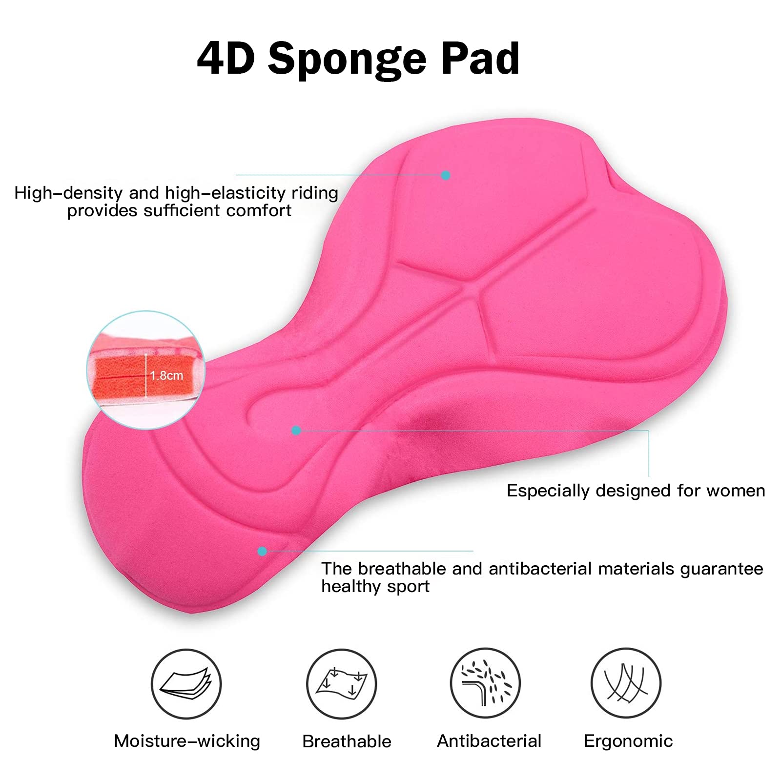 NOOYME Damen Radlerhose mit Sitzpolster 4D - Schnelltrocknend, Elastisch, Kurze Radlerhose mit breiterem und dichterem Polster 4