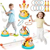 4 in 1 Rocket Launcher, Musical Jump, Ring Toss &amp; Baseball Toy for Kids 4-8 | 4 Games in 1; Adjustable Speed; Indoor &amp; Outdoor Play; Remote Control; Screen-Free Fun; Easy Assembly