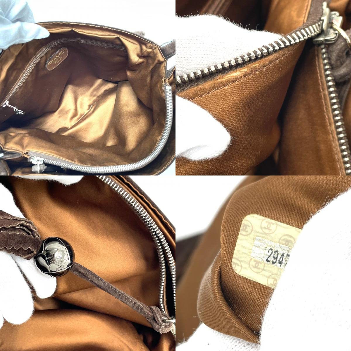 CHANEL Triple Coco CC Coco Mark One Shoulder Messenger Bag Shoulder Bag Suede Women's Used, Braun