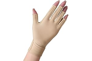 NURCOM Compression Arthritis Gloves Support for Women & Men, Relieve Pain & Swelling from Arthritis, Carpal Tunnel, Tendinitis, Tendonitis, Single Glove for Left & Right Hand, Open Finger Beige Small