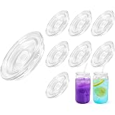 Joyclub 8 Pack Acrylic Lids Fit for 16 oz Glass Cups Multi Replacement Lids | Replacement lids for home users and gift makers, for iced coffee, tea, boba and party drink stations