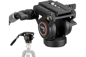 Cayer H8 Video Tripod Fluid Head, Metal Heavy Duty Drag Pan Head with 60 mm Flate Base, Adjustable Pan Handle, Load up to 13.2Ibs for Compact Video Camera DSLR Camera