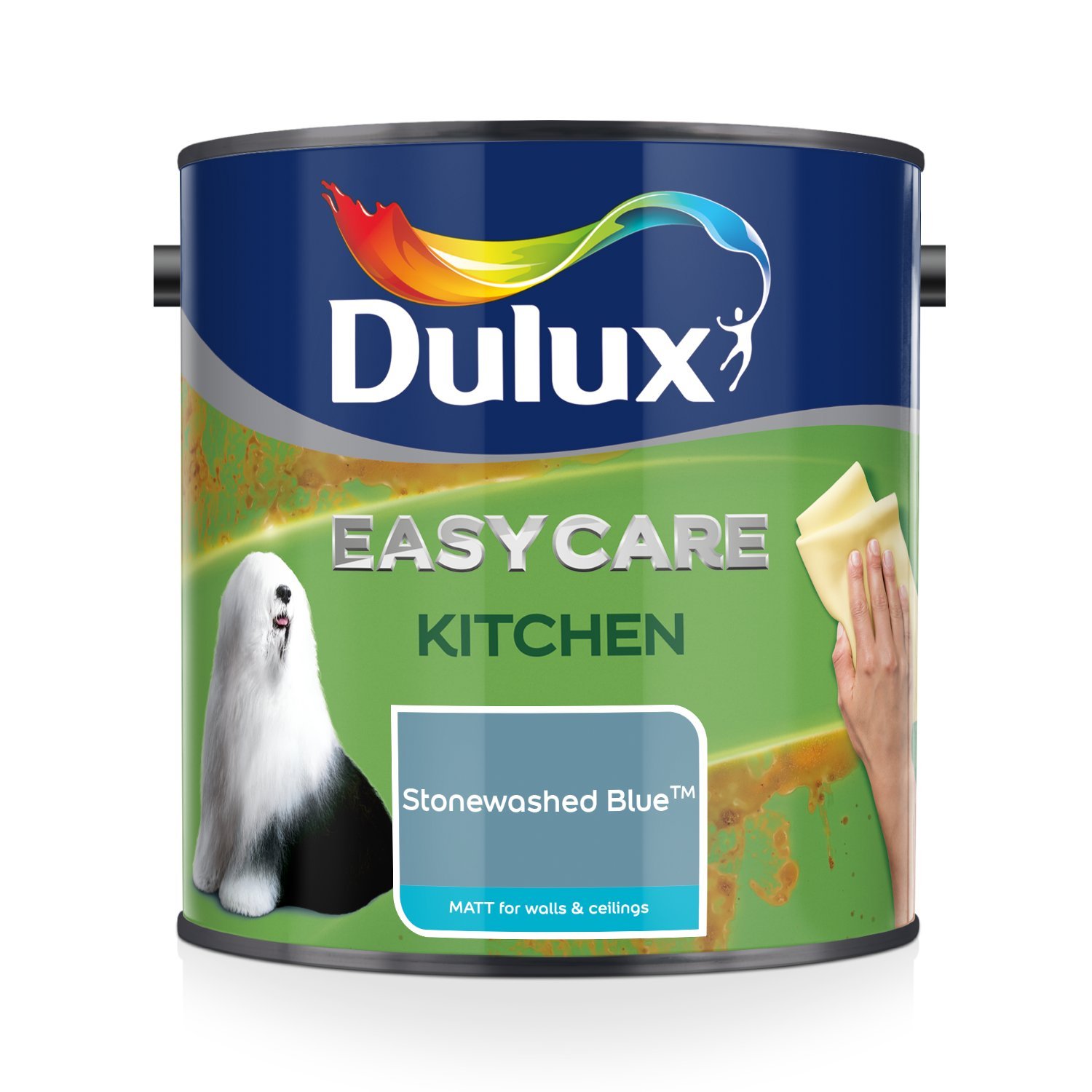 Dulux Easycare Kitchen Matt Emulsion Paint For Walls And Ceilings - Stonewashed Blue 2.5 Litres