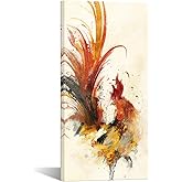 KREATIVE ARTS Modern Abstract Farm Rooster Canvas Wall Art for Farmhouse Kitchen and Bathroom Decor, Vertical Chicken Painting on Canvas for Rustic Living Room, Farm Animal Rooster Picture 20x40''
