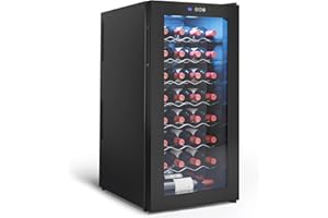 Kerilyn 32 Bottle Wine Fridge, 2.75Cu.Ft./78L Thermoelectric Free Standing Wine Cooler Refrigerator with Interior LED Light, 54°F - 66°F Digital Temperature Control Wine Refrigerator For Red Wine