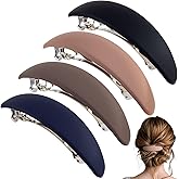 SmallCat 4 Pcs Vintage Hair Barrettes for Women, French Barrette Hair Clips, Matte Strong Hold Barrette Hair Clips for Women, Fine Thick Thin Hair (Black, Brown, Dark Blue, Khaki)