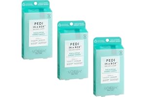 VOESH Pedi in a Box Deluxe 4-Step - Eucalyptus Energy Boost Scent, 3 Pack, Pedicure Set, At Home Pedicure, Foot Soak, Foot Ma