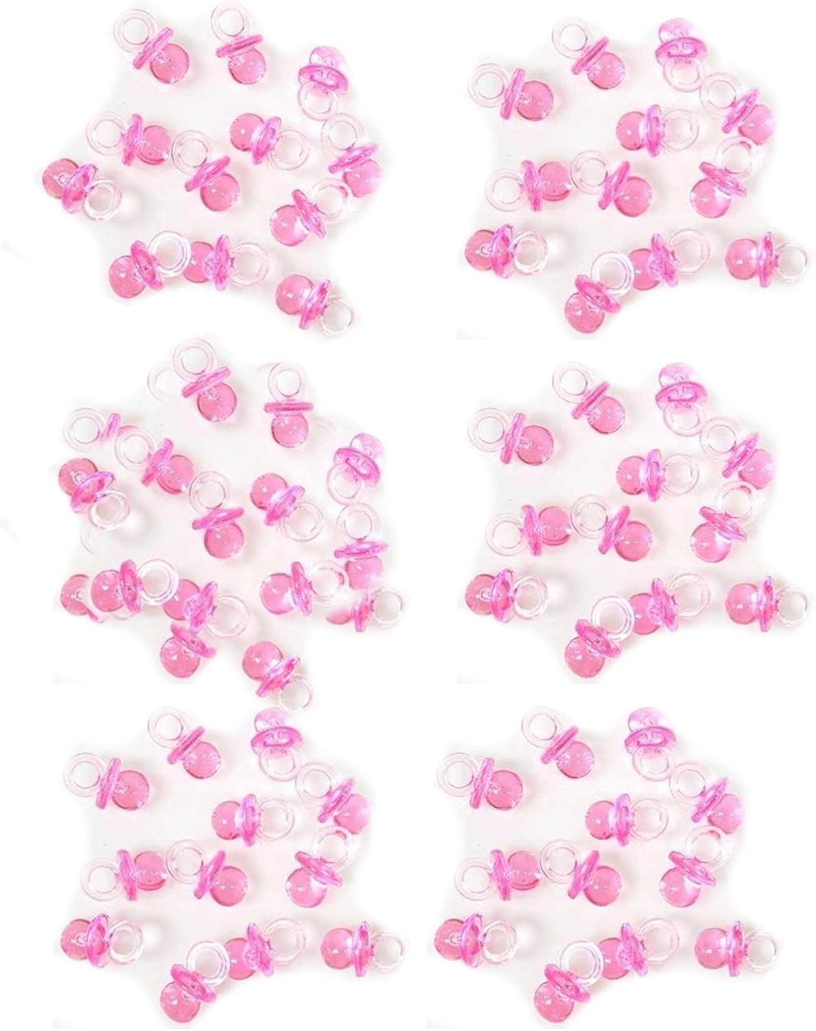 pink plastic pacifiers for baby shower