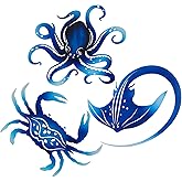 TERKEPT Metal Octopus Crab Manta Ray Coastal Nautical Ocean Decor Outdoor Metal Wall Art Decor Garden Pool Patio Bathroom Yar
