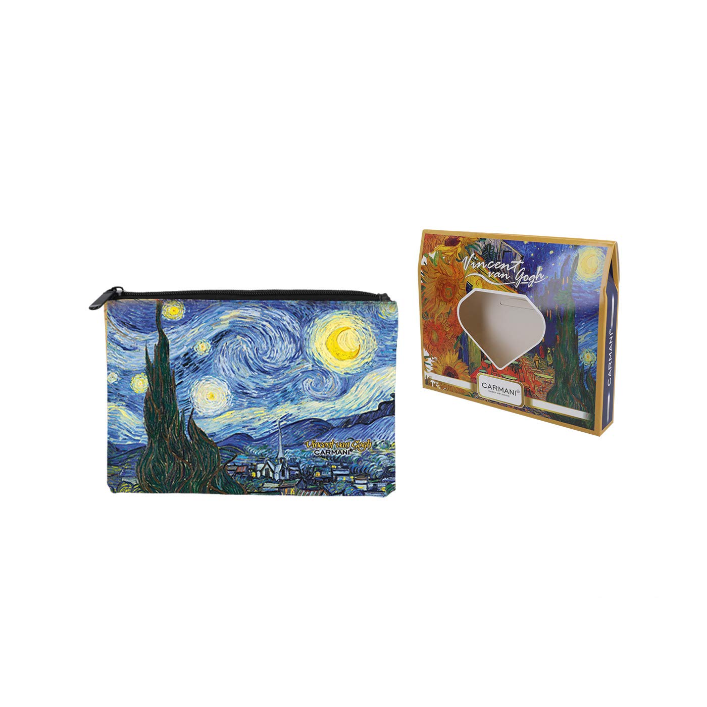 CARMANI - Medium Ladies Makeup Bag, Travel Pouch, Handbag Organizer, Cash Coin Purse, Multifunction Toiletry Storage Pouch for Women with Vincent Van Gogh "The Starry Night"