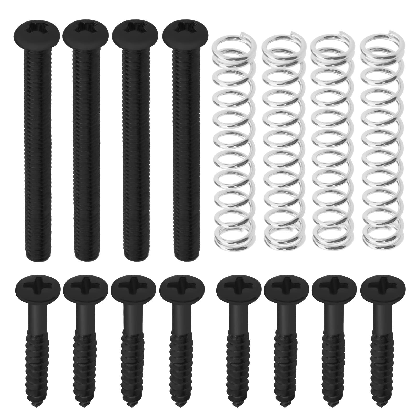 YINETTECH Set of 16pcs Guitar Pickup Screw Spring Set Pickup Height Screws Pickup Frame Screws Pickup Springs Pickup Mounting Screws Replace or Upgrade Guitar double pickups Black