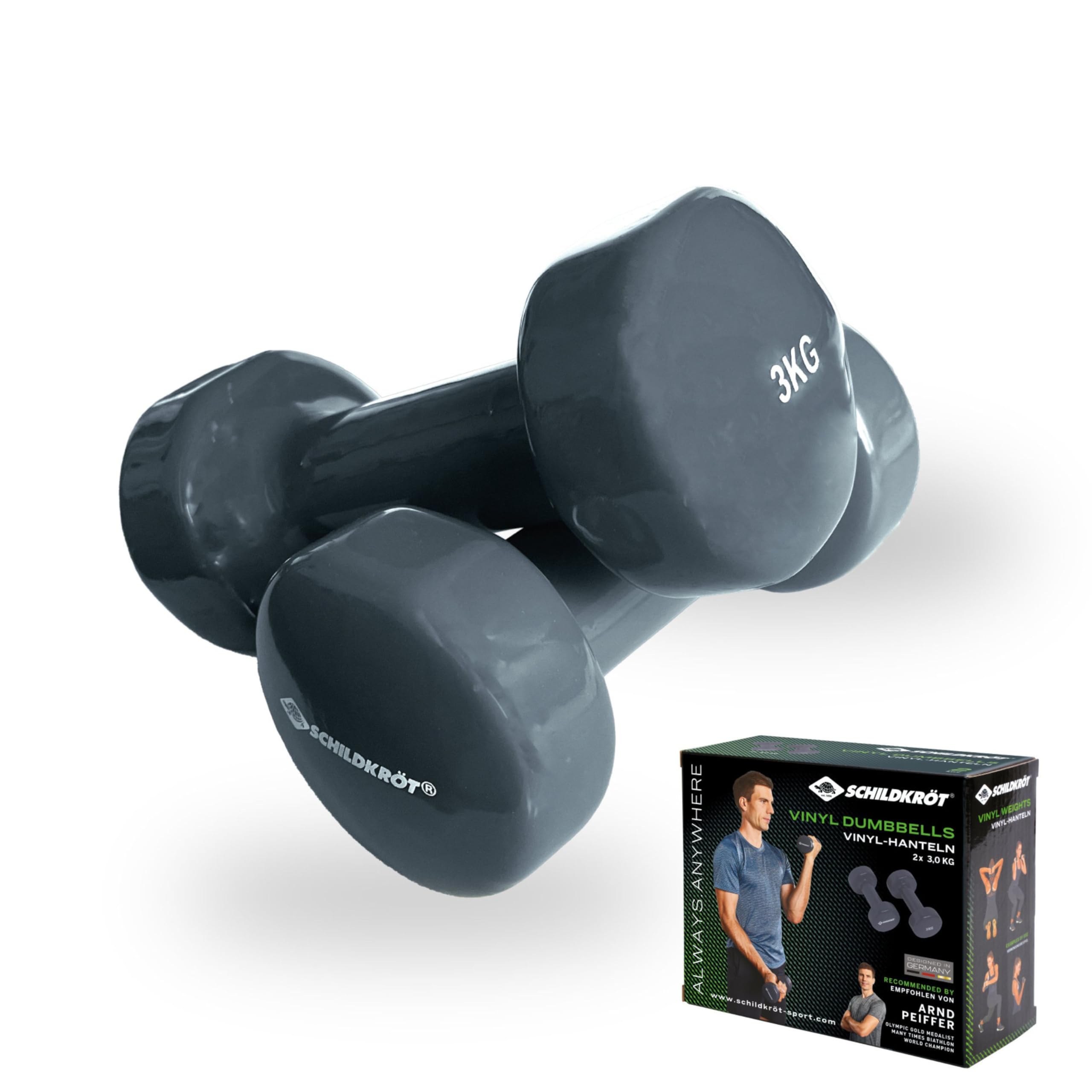 Schildkröt Set of 2 Vinyl Dumbbells 3.0 kg, Grey, 960207