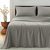 GOKOTTA 4-Pcs King Size Sheets Set, 10-16" Deep Pocket, Non-Slip Elastic Corner Straps, Washed & Brushed Microfiber Polyester - Hotel Luxury, Ultra Soft, Breathable, Wrinkle-Free, Anti-Rip - Grey