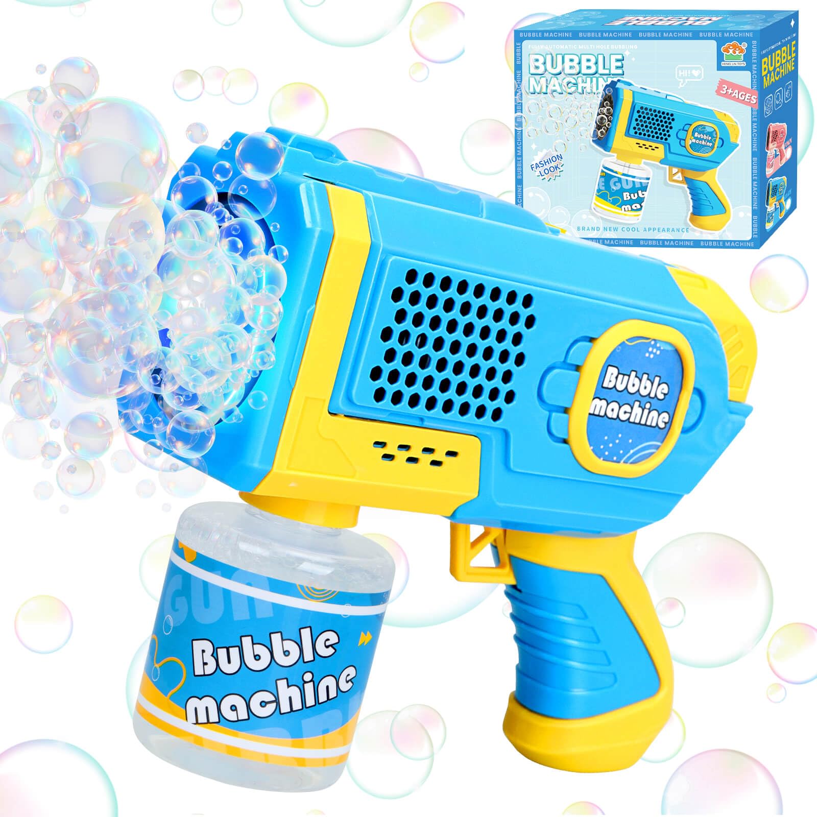 Beria Toys for Kids 3 4 5 6 7 8 Year Old: Bubble Machine Gun for Kids Bubble Blower Maker Outdoor Party Outside Toy Gifts for Age 3-8 Years Old Kid Birthday Presents for Toddler Blue