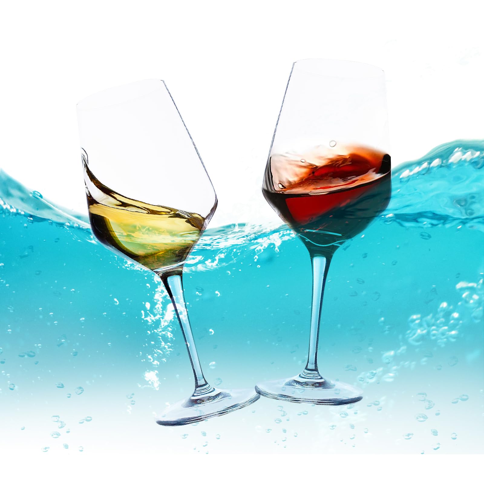 alouweekuky Floating Wine Glasses for Pool, Set of 2, 420 ml, Tritan Wine Glasses, Plastic Glasses, Floating Swimming Pool, Plastic Wine Glass, Picnic Wine Glass