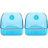 (2 Pack) 5" x 3 3/4" x 4" CalPalmy Food and Water Bowl for Rabbit, Chinchilla, Guinea Pig - The Best Tip-Proof, Clip-On Food 