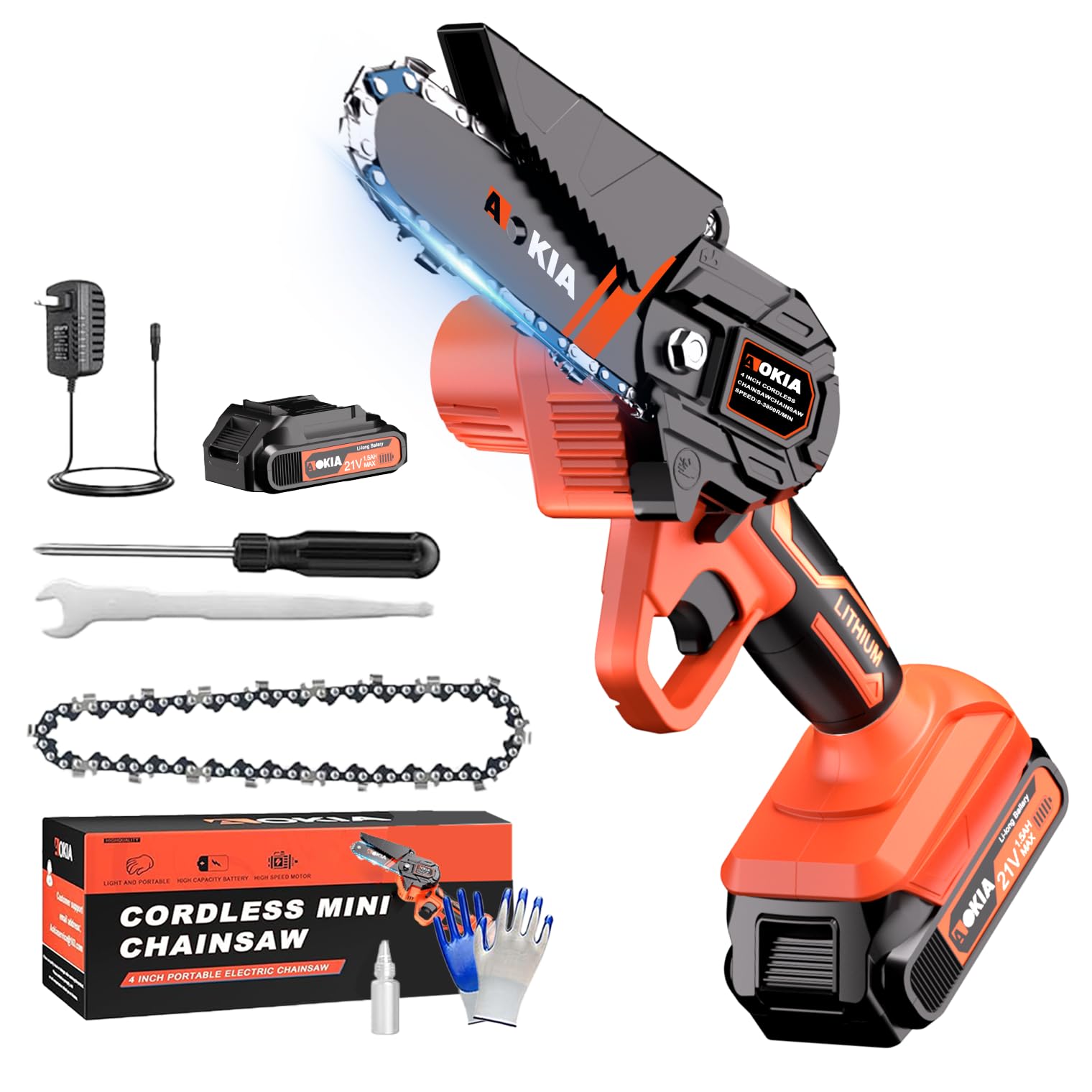 Cordless Mini Chainsaw 21V,4In Electric Chainsaw,Handheld & Portable ...