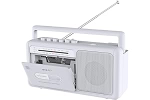 WIITHINK Cassette Tape Player and Tape Cassette Recorder with Bluetooth Boombox, AM/FM Radio, USB, Earphone Jack, Built-in Microphone, DC/AC Powered, Portable Cassette Player Recorder(White)
