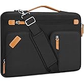 MOSISO 360 Protective Laptop Shoulder Bag, 15-15.6 inch Computer Bags Compatible with MacBook Pro 16, HP, Dell, Lenovo, Asus Notebook, Side Open Messenger Bag with 4 Accessory Pockets & Belt, Black