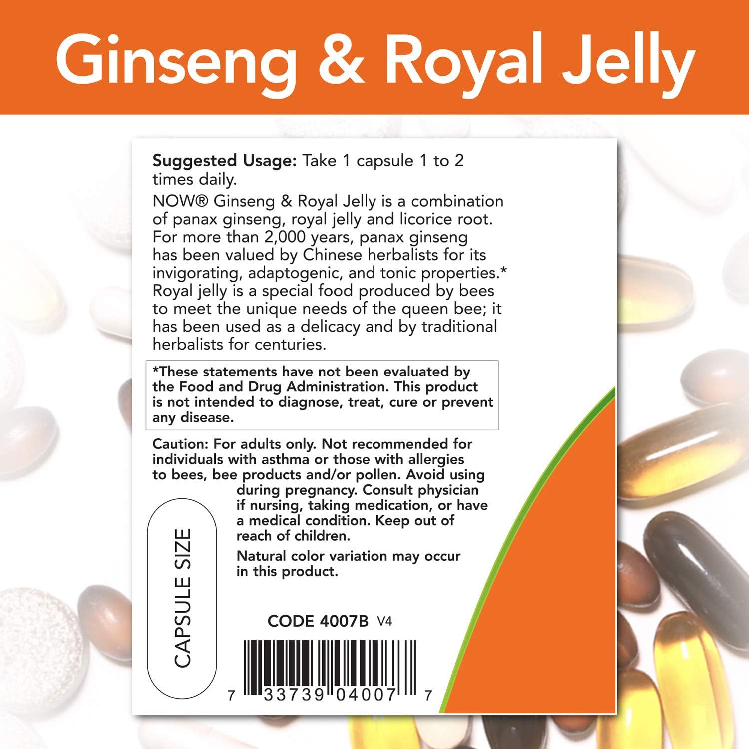 NOW Ginseng & Royal Jelly with Licorice Root, Adaptogenic Blend*, 90