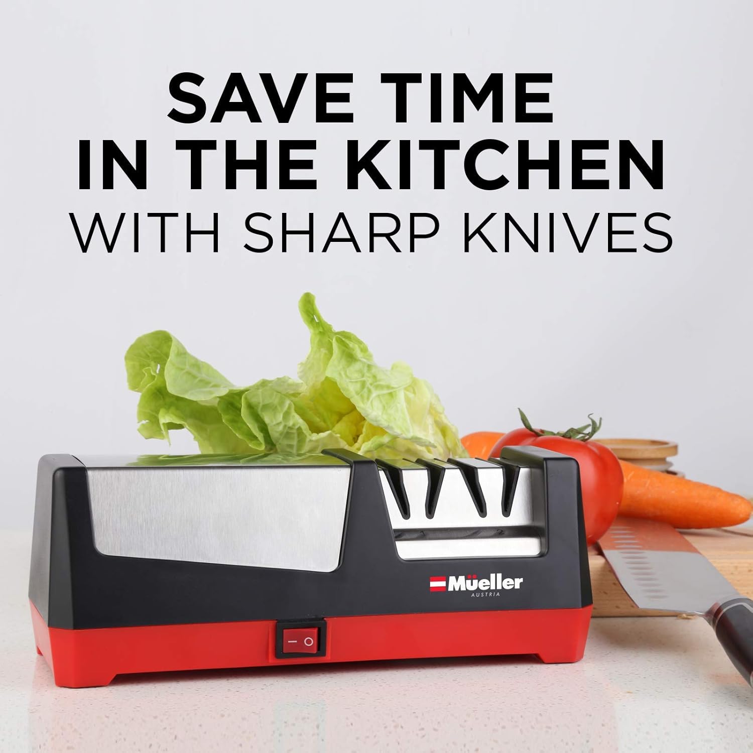 Mueller Professional Electric Knife Sharpener for Straight Knives Diamond Abrasives, Quickly Sharpening, Repair/Restore/Polish Blades: Kitchen & Dining