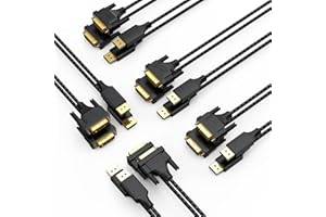 DteeDck DisplayPort to DVI Cable 6ft 10-Pack, DP Display Port to DVI D Adapter Male to Male Cord for Desktop Laptop Projector HDTV Monitor