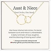 IPINK-Aunt Niece Necklace – Two Circles Infinity Pendant Jewelry, Gifts for Niece from Aunt, Birthday, Graduation, Christmas, Always Connected by Love