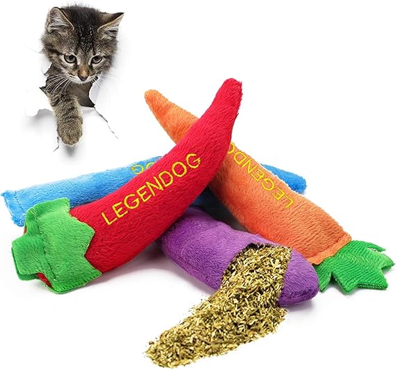 Legendog 4PCS Catnip Toys for Cats, Original 100 Catnip Filled Kitten