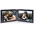 JD Concept Double 5x7 Horizontal Combo, Black Wood Picture Frame, 4.5x6.5 Opening Foldable Landscape View Photo Frame on Table-top or Wall