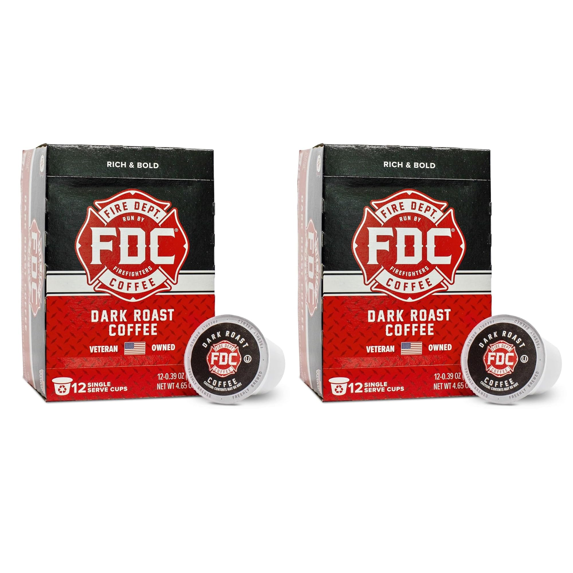 Fire Department Coffee - Gives back to Firefighters - Dark Roast Coffee Pods - Bold & Strong - Roasted in the USA - Veteran Owned - 24 Single Pods Image