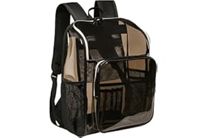 KUI WAN Clear Backpacks for School Large Clear Bookbag with Multi-Pockets PVC Transparent Backpack for College,Clear Black