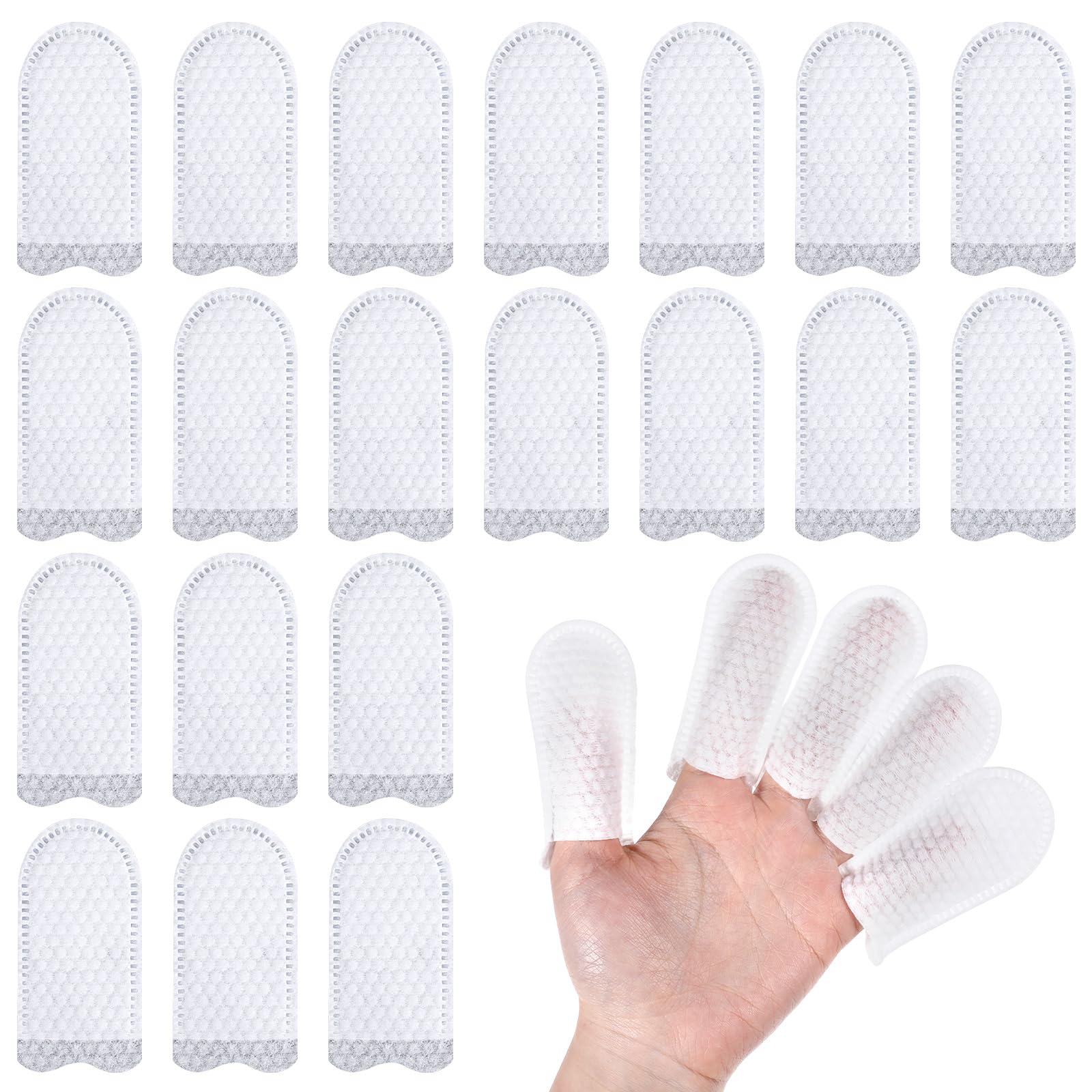 Photo 1 of 100 Pieces Cotton Finger Cots Thumb Protector Cloth Finger cots Finger Covers Protection for Finger Tips, Comfortable and Breathable, Absorb Sweat, Protect Fingers (White)