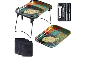HINITOYOU Cone Loader Foldable Stand Pre Roll Machine for King Size&1 1/4 Size，Includes Two Metal Rolling Tray，Filling Device & Brush and Cone Funnel (Mushroom) (Foliage)