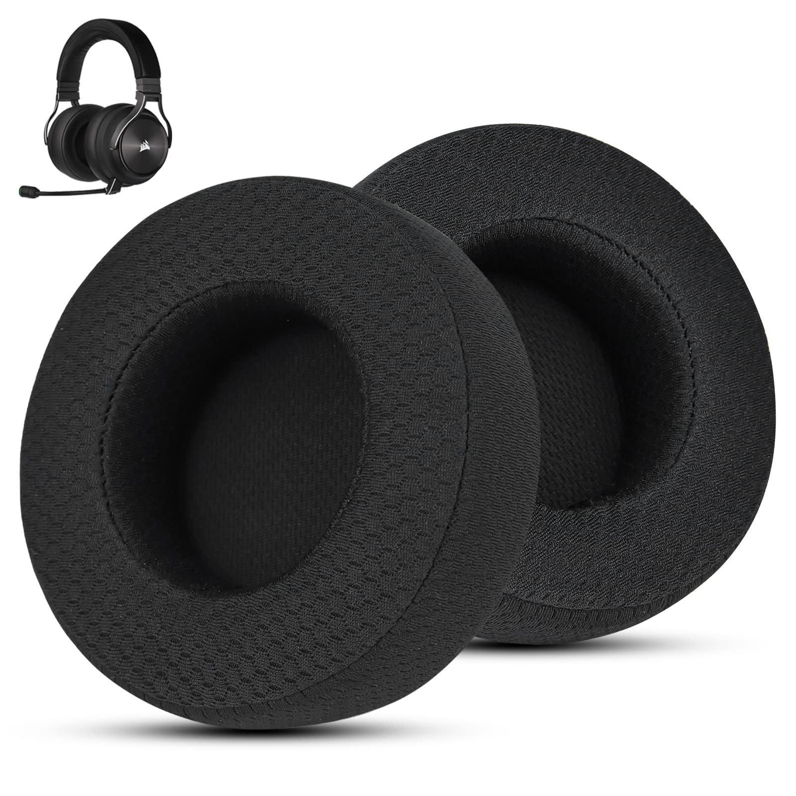 Wzsipod replacement ear pads for Corsair Virtuoso – Superior wearing comfort thanks to breathable material, compatible with Virtuoso RGB Wireless/SE/XT (Black)