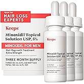 Keeps Extra Strength Minoxidil for Men - 5% Minoxidil Hair Growth Serum - Hair Loss & Regrowth Treatment for Thinning & Bald Spots - Clinically Proven Hair Growth Products - Unscented Topical Solution