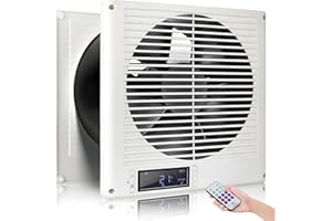 Feeligivin 16W 8” Room to Room Air Vent Fan 350CFM 10-Speed RC Two-Way Airflow Through Wall with Temperature and Timer Settin