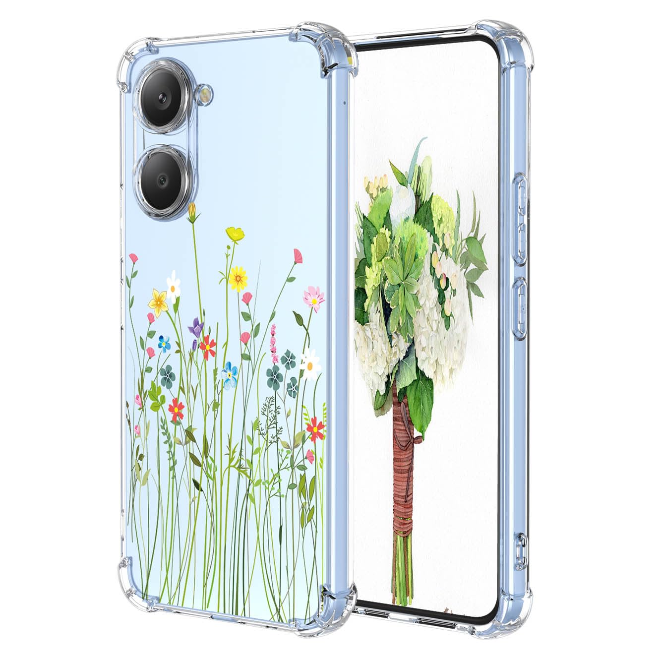 YUECXIN Case for Vivo Y28s 5G, Ultra Thin Soft Clear Premium Shockproof Anti-fall TPU Bumper Silicone Cover with Cute Delicate Elegant Pattern Design, A97
