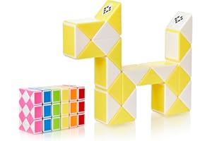 CUBIDI® Magic Snake Cube | Fidget Snake Toy for Kids | Travel Toys for Kids Ages 4-8 | Great Gift for Boys and Girls Birthday, Christmas, Stocking Stuffers - 24 Blocks | 0.9 inch x 0.7 inch | Yellow