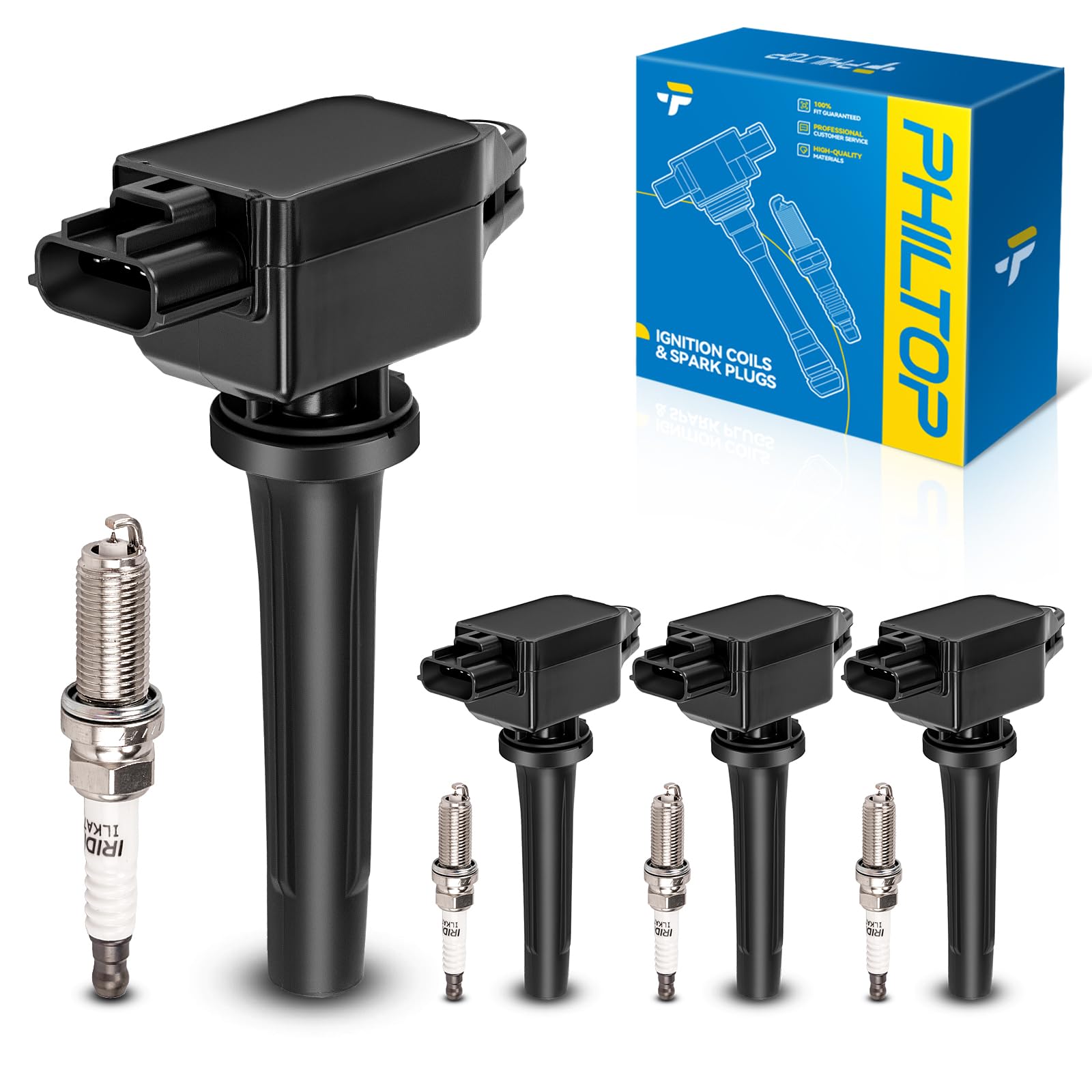 Photo 1 of PHILTOP Set of 4 Ignition Coil Pack and Iridium Spark Plugs Fits for Toyota 2017-2018 Yaris iA,2019-2019 Yaris,Scion 2016 iA