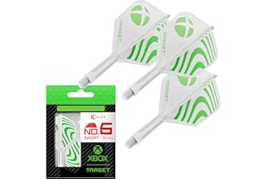Target Darts Xbox K-Flex Flight & Shaft System, Green & White | No.6 Kflex – Short (19mm) All-in-One K Flex Flights and Shaft