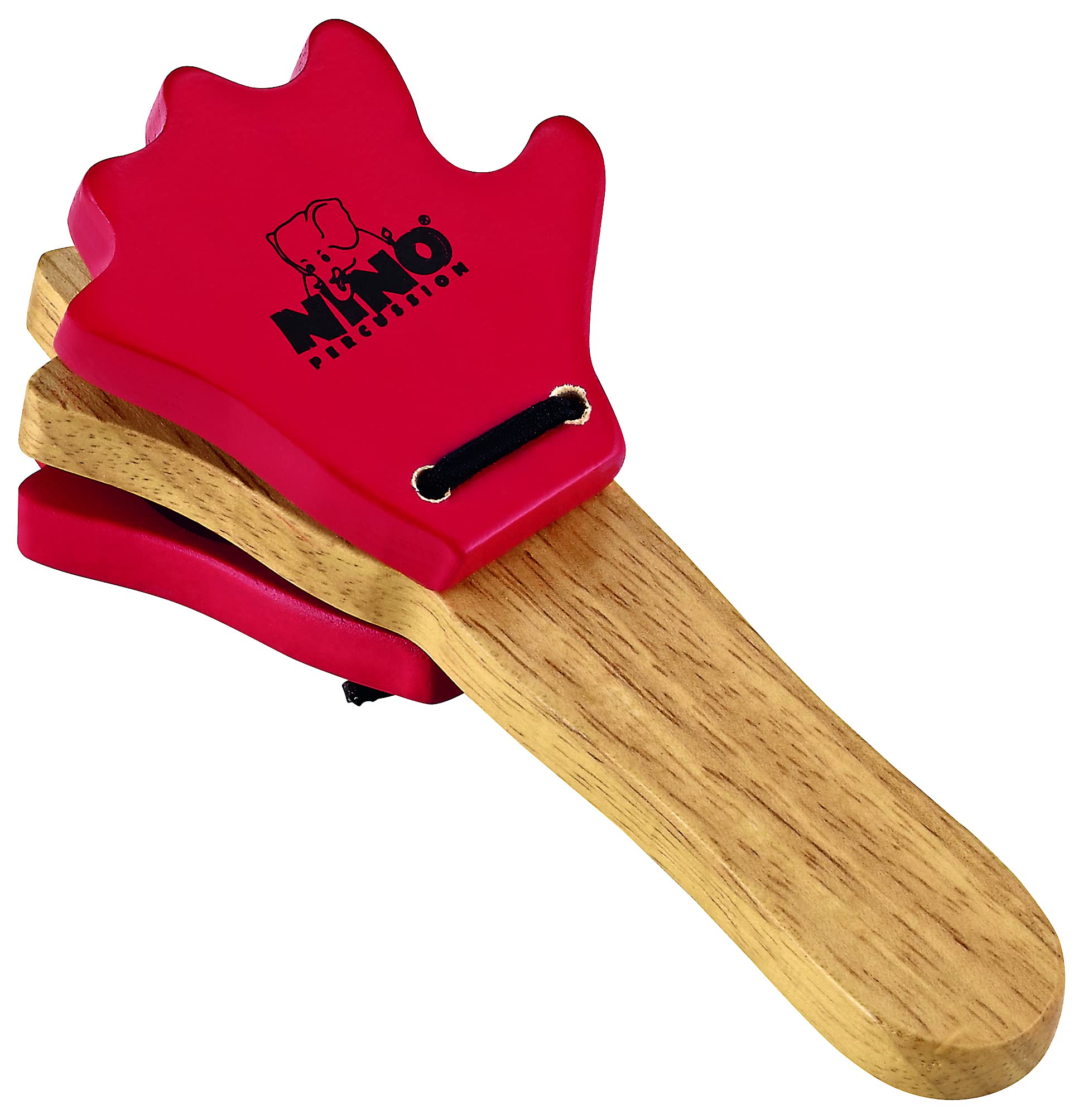 Nino Percussion Wood Hand Castanet - Musical Instrument for Children from 3 Years - Siam Oak, Natural and Red (NINO585)